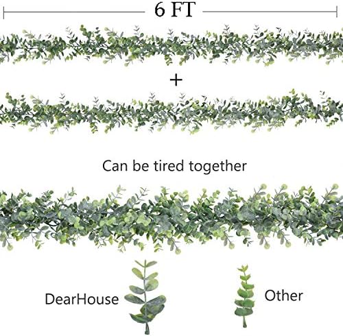 DearHouse Faux Eucalyptus Garland Plant, 2 Pack Artificial Vines Hanging Eucalyptus Leaves Greenery Garland for Wedding