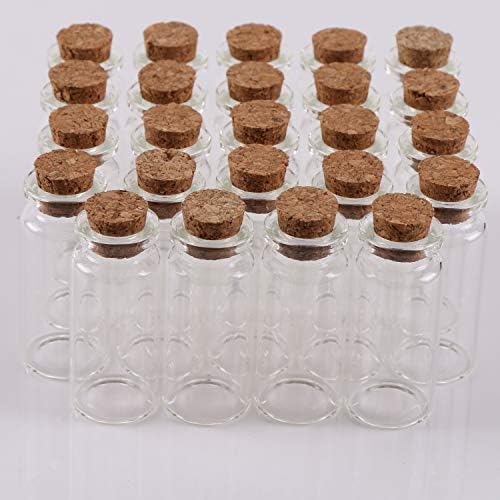 MaxMau 24PCS 10ml Glass Bottles Mini Vials with Cork Stoppers for DIY Decor