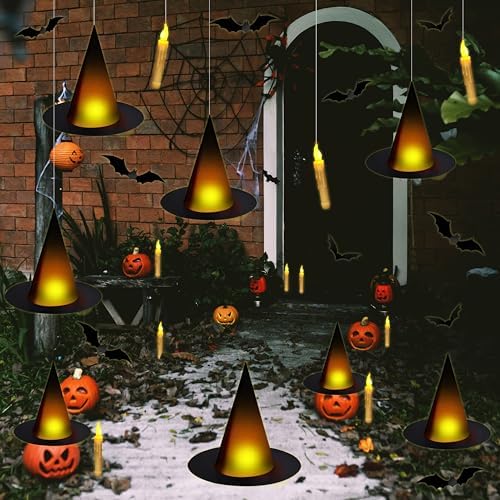 Fayoo 12 Pcs Floating Candles with Wand for Halloween Decor