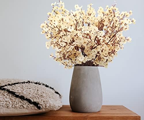 Hananona 10 Pcs Babys Breath Artificial Flowers Real Touch Fake White Flowers Silk Flowers for Spring Wedding Decor Indoor Floral Arrangement Table Centerpieces Home Decor (White, 10)