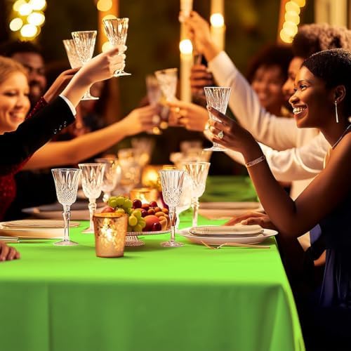 6 Pack Premium Disposable Plastic Tablecloth 54" x 108" Party Table Cloths Disposable for 6 to 8 Foot Tables Indoor or Outdoor Birthdays Weddings Christmas Anniversary Buffet Table (Green)