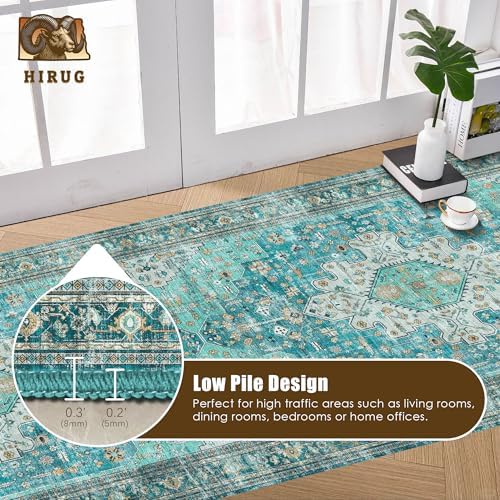 Washable Area Rug 2'6'' x 8' Vintage Traditional Persian Mat - Foldable Distressed Non-Slip Machine Washable Carpet for