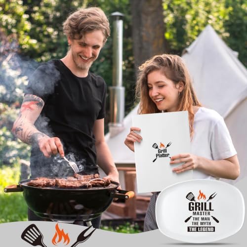 R HORSE Melamine Grill Platter Gift, BBQ White Oval Serving Tray Plate