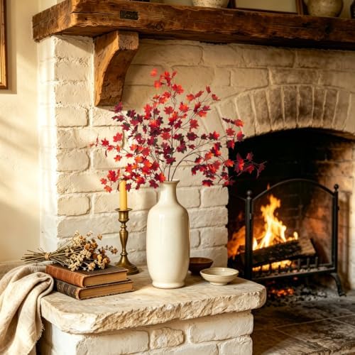 Artificial Fall Maple Leaves Stems Fake Foliage Plants for Indoor Vase
