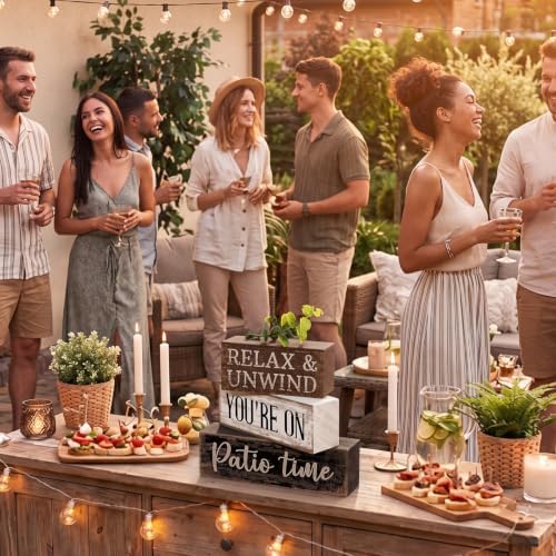 Moucuny 4 Pcs Farmhouse Table Decor Rustic Patio Stacked Wooden Decor
