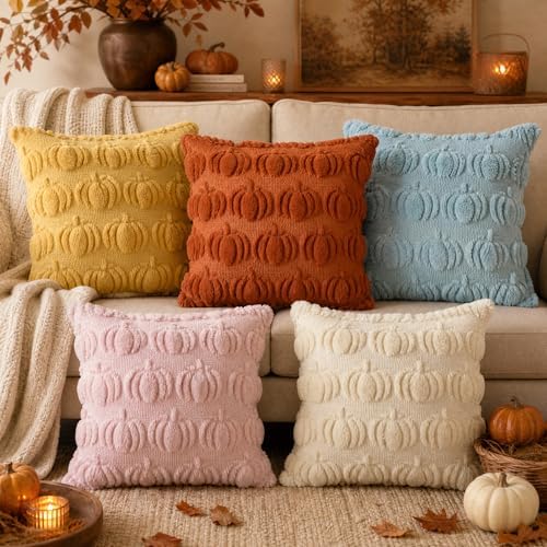 AVOIN colorlife Yellow Fall Pumpkin Throw Pillow Covers 12x20 Inch