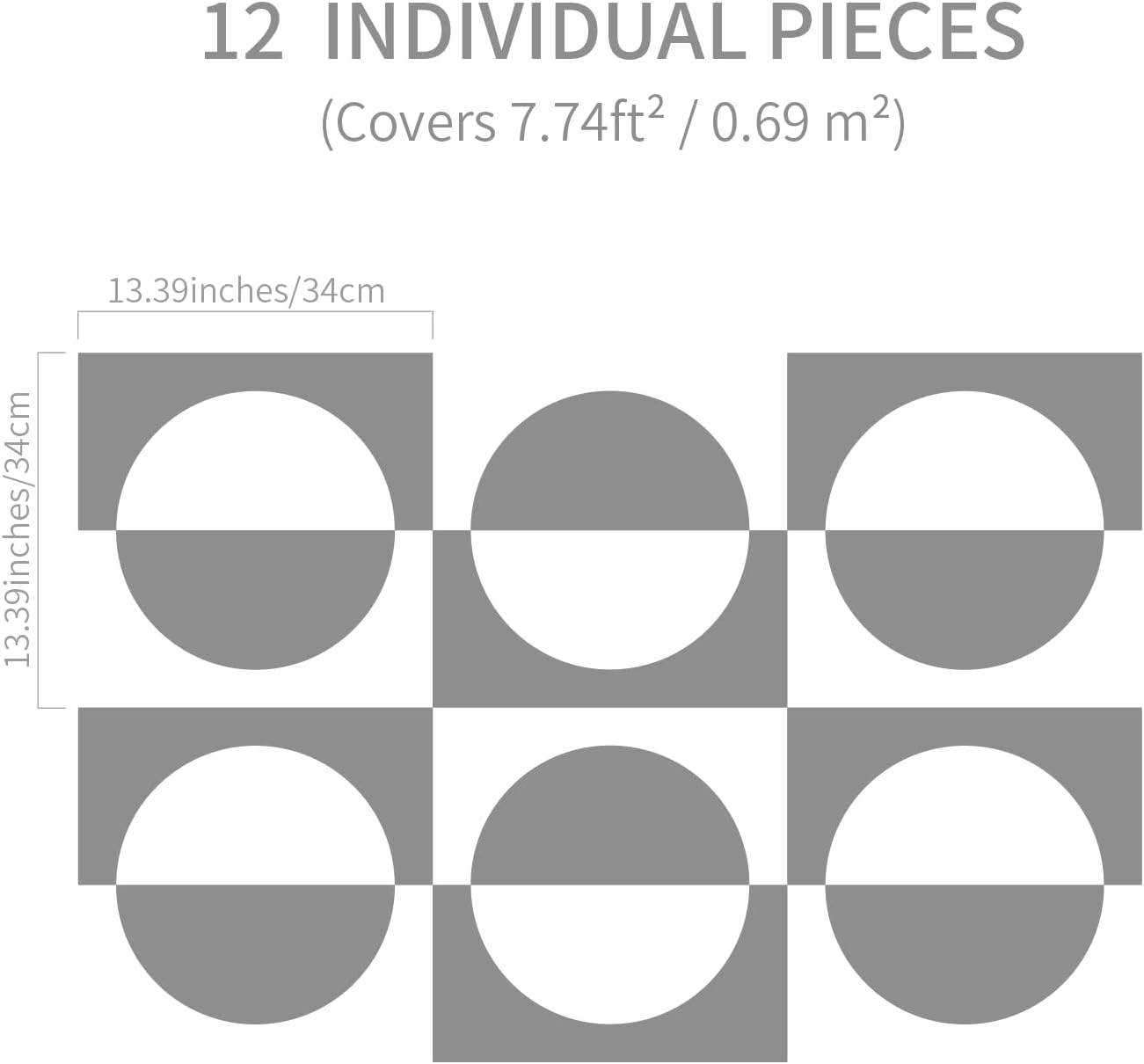 PVC Modular Decorative Fretwork Accent Wall Panels / Half Circle-oak / Set of 12