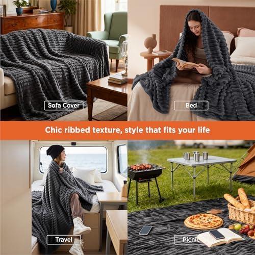Bedsure Soft Cal Size Blanket for Bed Grey 102"x96"