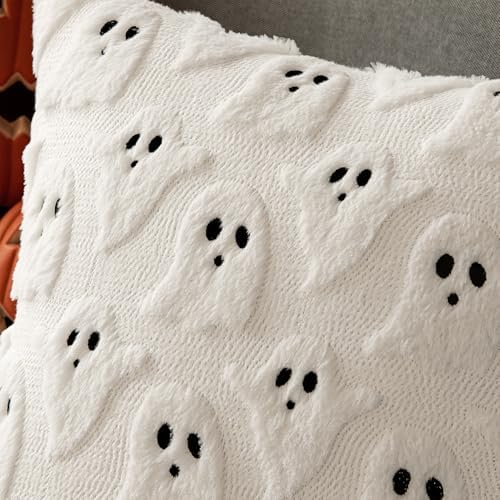 MIULEE Cream White Halloween Pillow Covers Cute Ghost Decor Set of 2 18x18