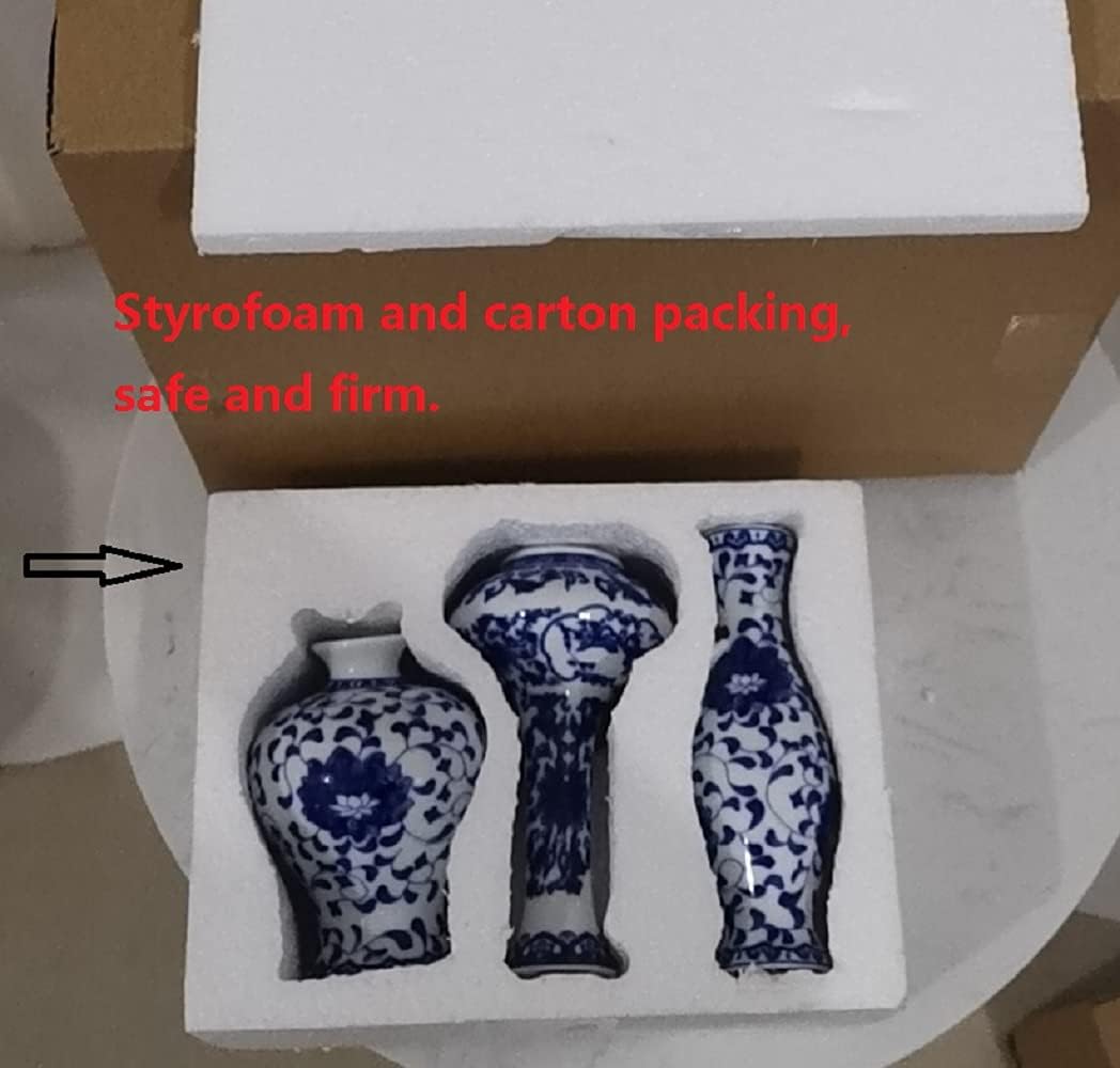 Ceramic Bud vase in Bulk for Farmhouse Table Centerpiece / Blue & White Porcelain Set / Set of 3