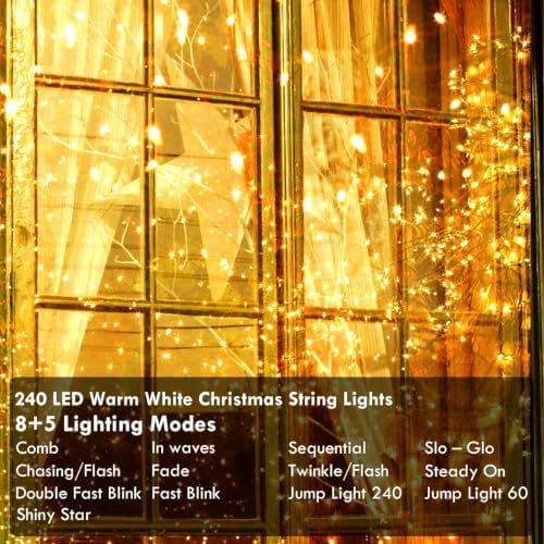 KAQ Connectable 240LED 88Ft String Lights, Christmas Lights Indoor Outdoor