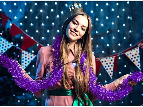 Shappy 90 ft 6 Rolls Christmas Tinsel Garland for Tree, Purple