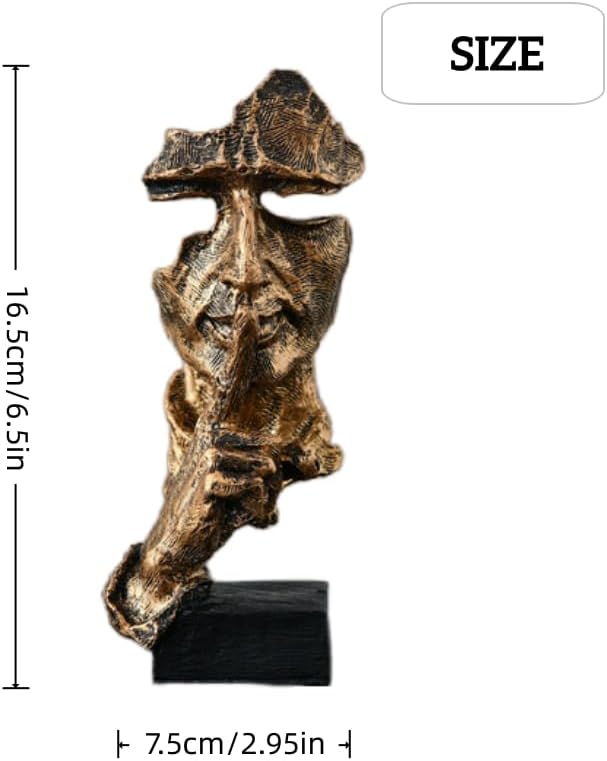 Thinker Statue Abstract Thinker No Hear No See No Speak Figurine / Gold2 / Black