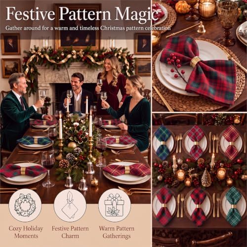 Mixweer 24 Pack Christmas Cloth Napkins Bulk, 15 x 15 Inch Square