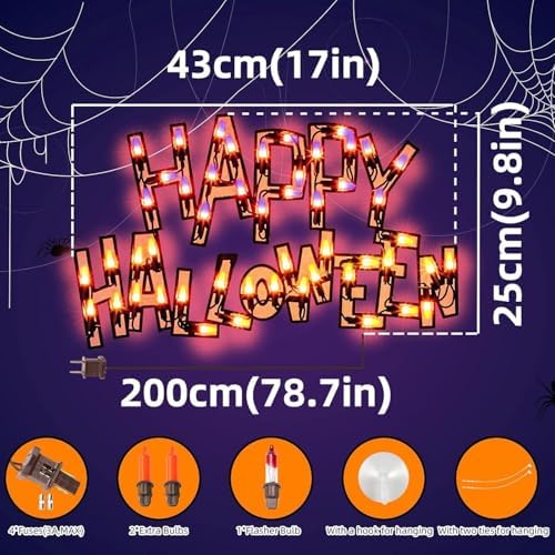 LAMPHOME 16'' Decorations Window Silhouette, Light Up Window Lights, Lighted Happy Halloween for Party Home Tabletop Ornaments