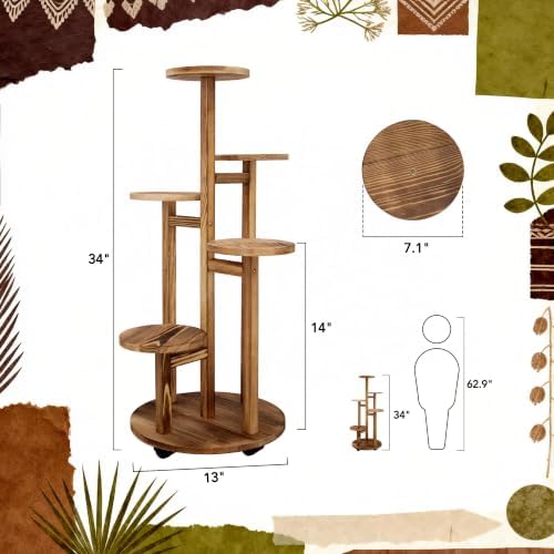 GEEBOBO 5 Tiered Tall Plant Stand for Indoor