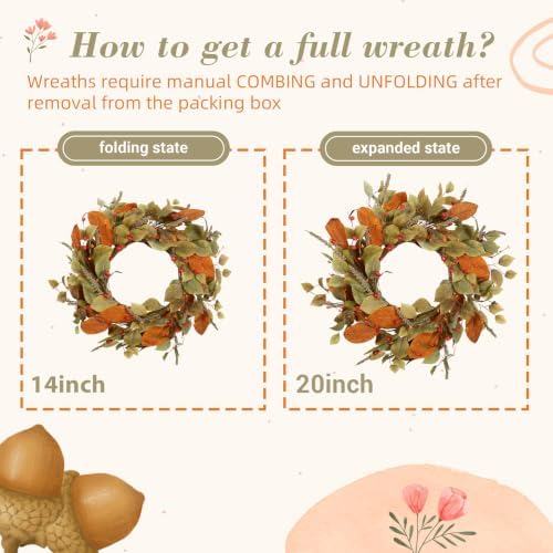 YNYLCHMX 20" Fall Wreath for Front Door, Eucalyptus and Berry Decor