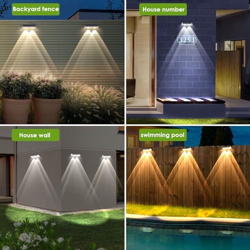 12 Pack Solar Fence Lights Outdoor Waterproof LED - 3000/4000/6000K 3 Mode, IP65 Waterproof Fence Lights Solar Powered