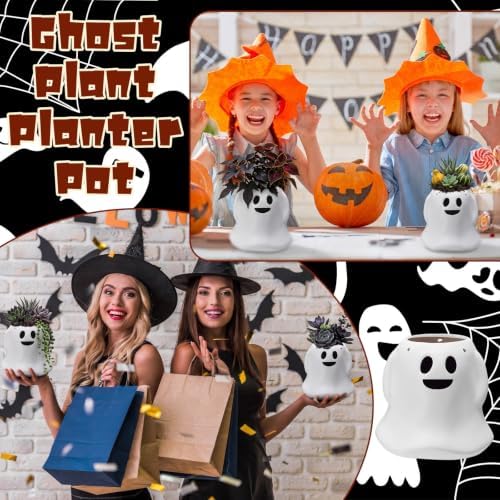 2 Pack Halloween Hanging Ghost Planter with Rope