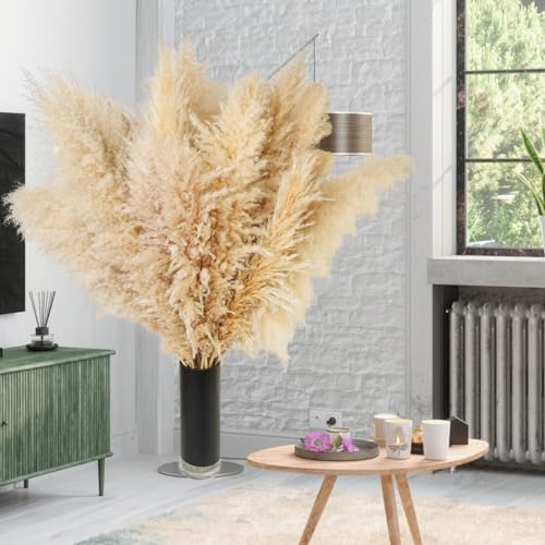 10 PCS 40" Tall Pampas Grass Stems in Natural Beige, Add a Boho Touch to Your Space—Pompas Grass Ideal for Floral