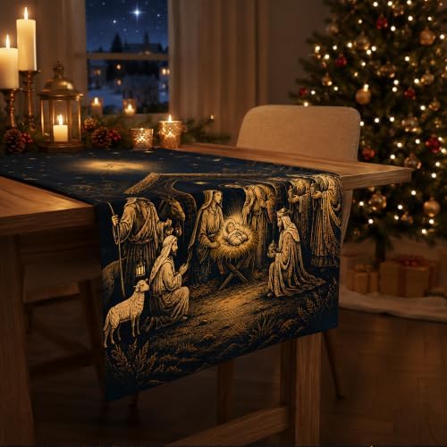Christmas Decorations - Holy Night Nativity Table Runner