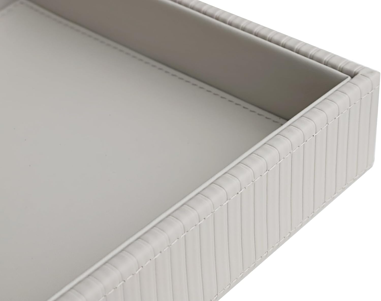 Faux Leather Vanity Tray / Grey Stripe / 10.2 x 8.4 x 1.8