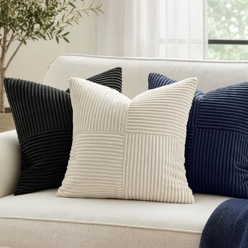 MIULEE Black Decorative Throw Pillow Covers for Couch 18x18 Inch