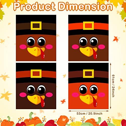 4 Pcs Thanksgiving Chair Covers Holiday Turkey Dining Chair Back Slip Covers Thanksgiving Turkey Holiday Funny Turkey Dining Chair Back Slipcover for Thanksgiving Kitchen Hotel Wedding Ceremony