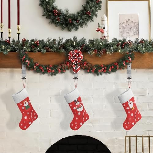 Stocking Hangers for Mantel,Adjustable Christmas Stocking Holder (8pcs-Silver)
