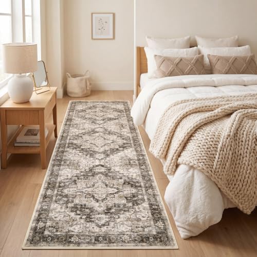 Garvee 2x6 Washable Runner Rug Non Slip Vintage Boho Brown Hallway Runner