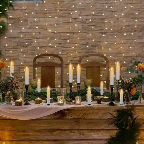 Wondise 30pcs Christmas Flameless Taper Candle Christmas Tree Lights