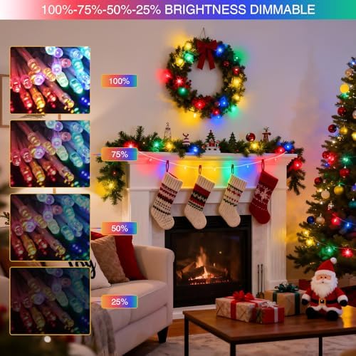 JMEXSUSS 2 Pack 100 LED Color Changing Christmas Lights Outdoor Waterproof