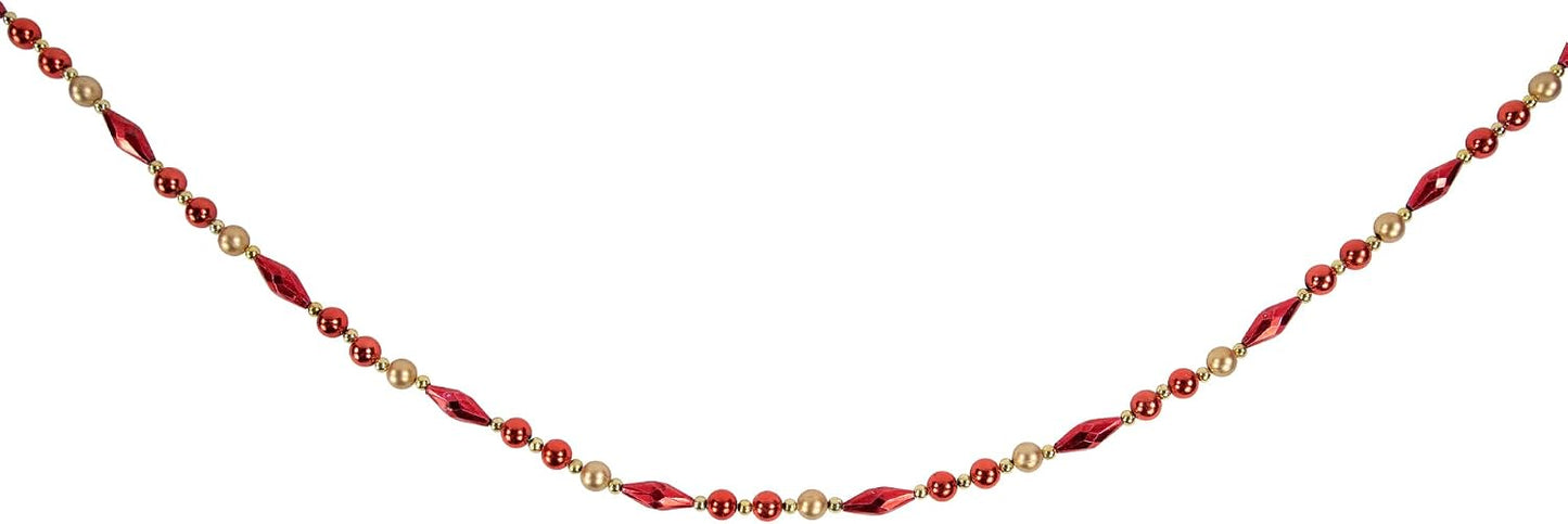Shiny and Matte Beaded Christmas Garland / Red