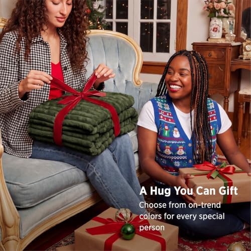 Bedsure Soft Queen Size Blanket for Bed Green 90"x90"