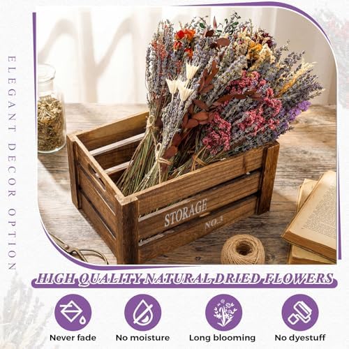 Layhit 8 Pack Large Size Boho Dried Flowers 15-17 Inch, Lavender