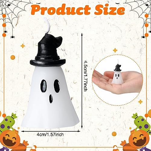 Jutom 10 Pcs Halloween Ghost Candles Mini Ghost Decor, Hat