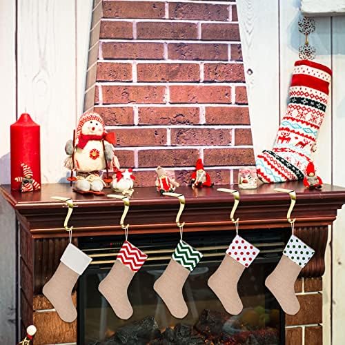 Sunshane 5 Pieces Christmas Stocking Holders Mantel Hanger Hooks Xmas Mantle Grips Set Safety Hang Stocking Clips for Christmas Party Decoration (Gold)