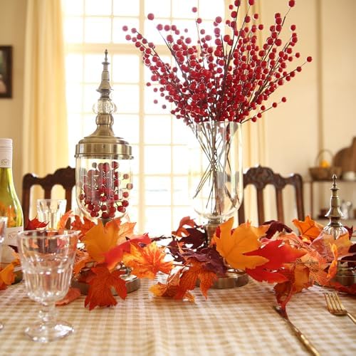 Joyhalo 6 Pack Fall Garland with Red Leaves
