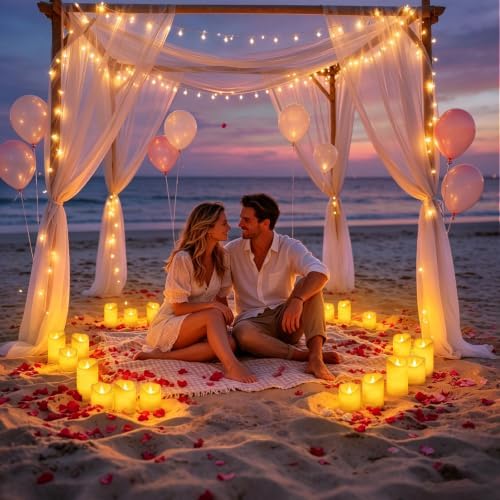 antizer Flameless Candles 9 Pack Plastic LED Ivory Pillars with 2 Remotes & Timer, Battery Operated Outdoor Decor for Garden Patio, Wedding & Home Festival (Ivory - 3" D x 9 Pack)