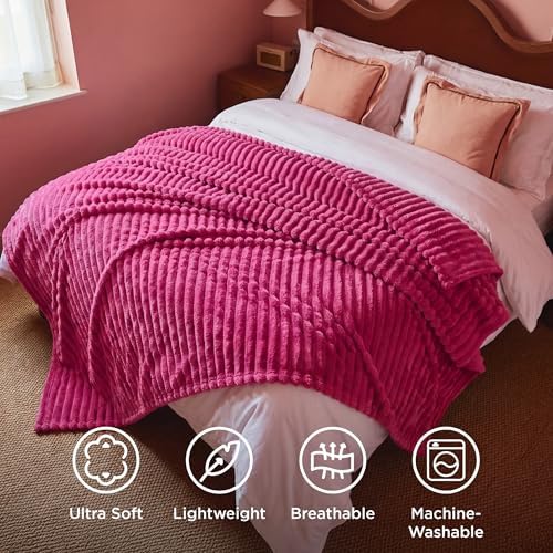 Bedsure Soft King Size Blankets for Bed Hot Pink 108"x90"