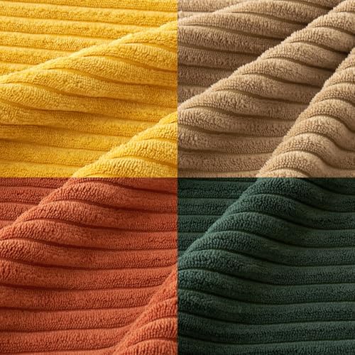 MIULEE Fall Corduroy Decorative Throw Pillow Covers Green-Rust 18x18