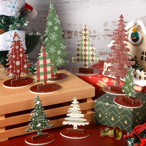 Namalu 16 Pcs Joy Christmas Tree Centerpiece Buffalo Plaid Snowflake