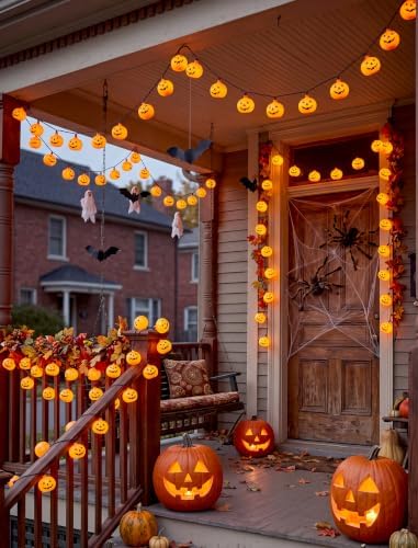 12FT Halloween Pumpkin String Lights, 20 LED Plug in Jack o lantern Lights
