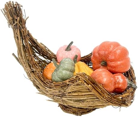 Napco Imports Natural Look Tawny Brown Cornucopia 12 x 11.5 Wood and Twig Decorative Figurine