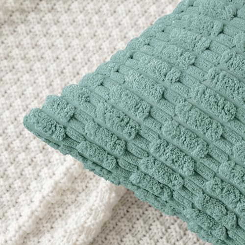 MIULEE Corduroy Decorative Throw Pillow Covers 18x18 Teal Green Pack of 2