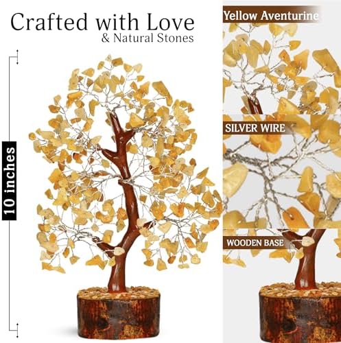 YATSKIA Yellow Aventurine Crystal Tree | Natural Crystal Money Tree | Crystals and Stones | Housewarming Gifts New Home