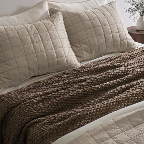 EVERGRACEHOME Chunky Chenille Knit Throw Blanket, 108x92, Cocoa Brown