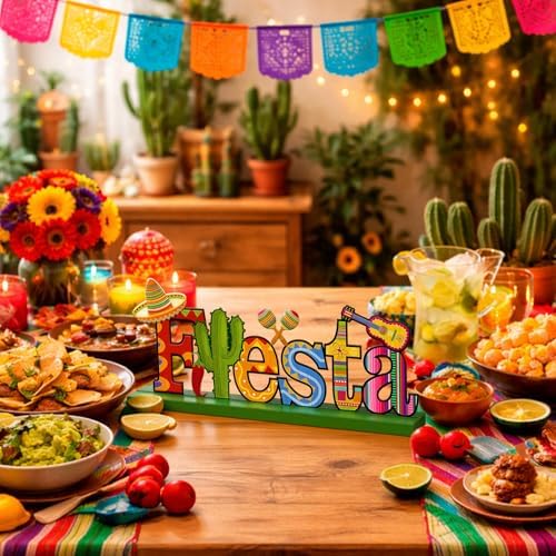 Cinnvoice Metal Mexican Table Sign Cinco De Mayo Decoration Fiesta Farmhouse Cinco De Mayo Table Centerpiece Letter Mexicantiered Tray Decorations for Shelf Office Kitchen Home Party