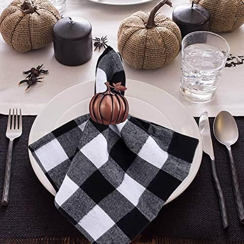 STMK Set of 12 Thanksgiving Day Napkin Rings, Rustic Harvest Pumpkin Napkin Rings Alloy Napkin Holder for Halloween Fall Thanksgiving Day Table Decorations