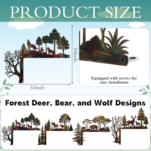 MorningRo 4 Pcs Rustic Forest Themed Door Frame Topper Metal Wall Art